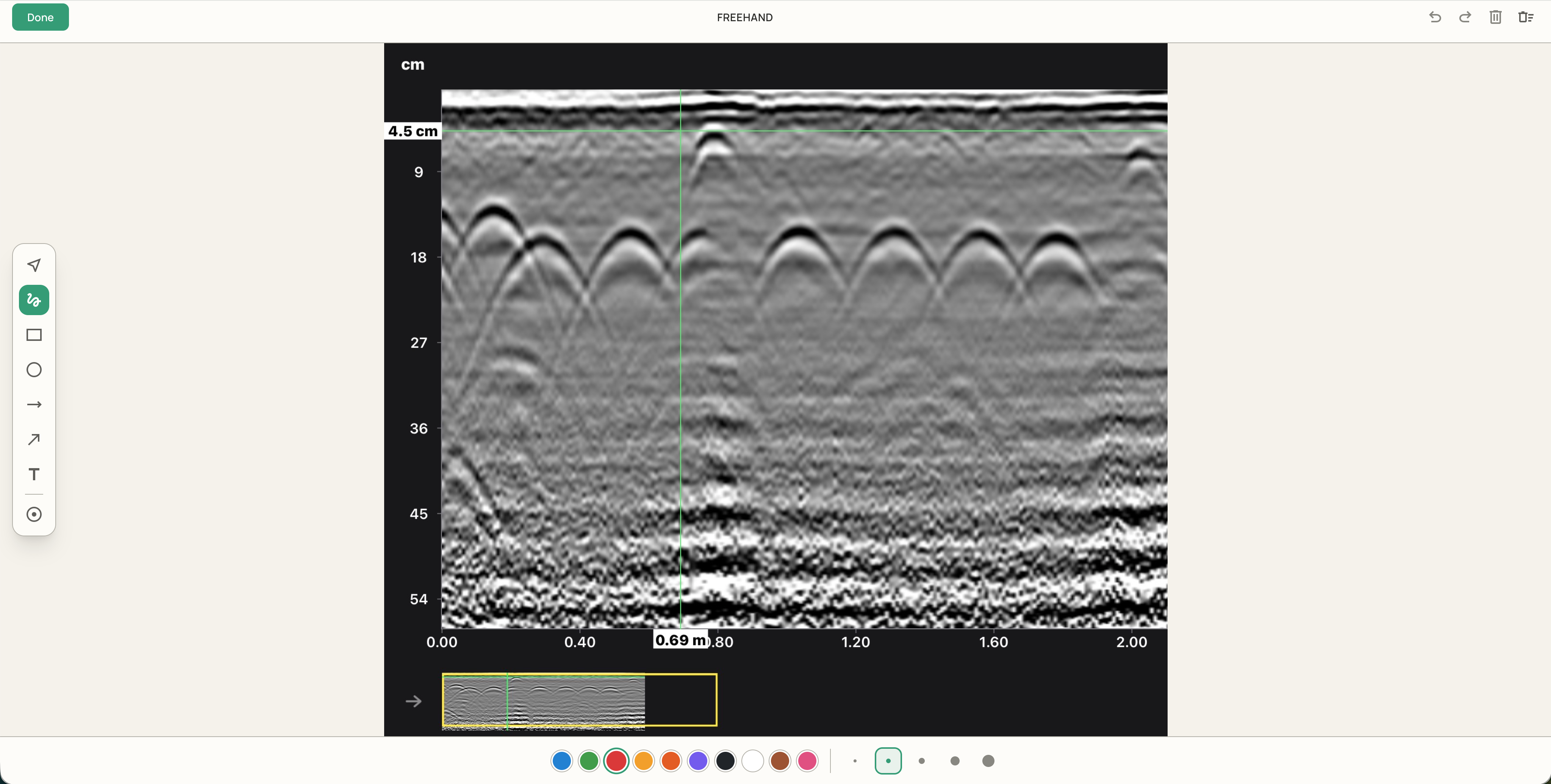 Raw GPR scan annotator in GPR Report Mate